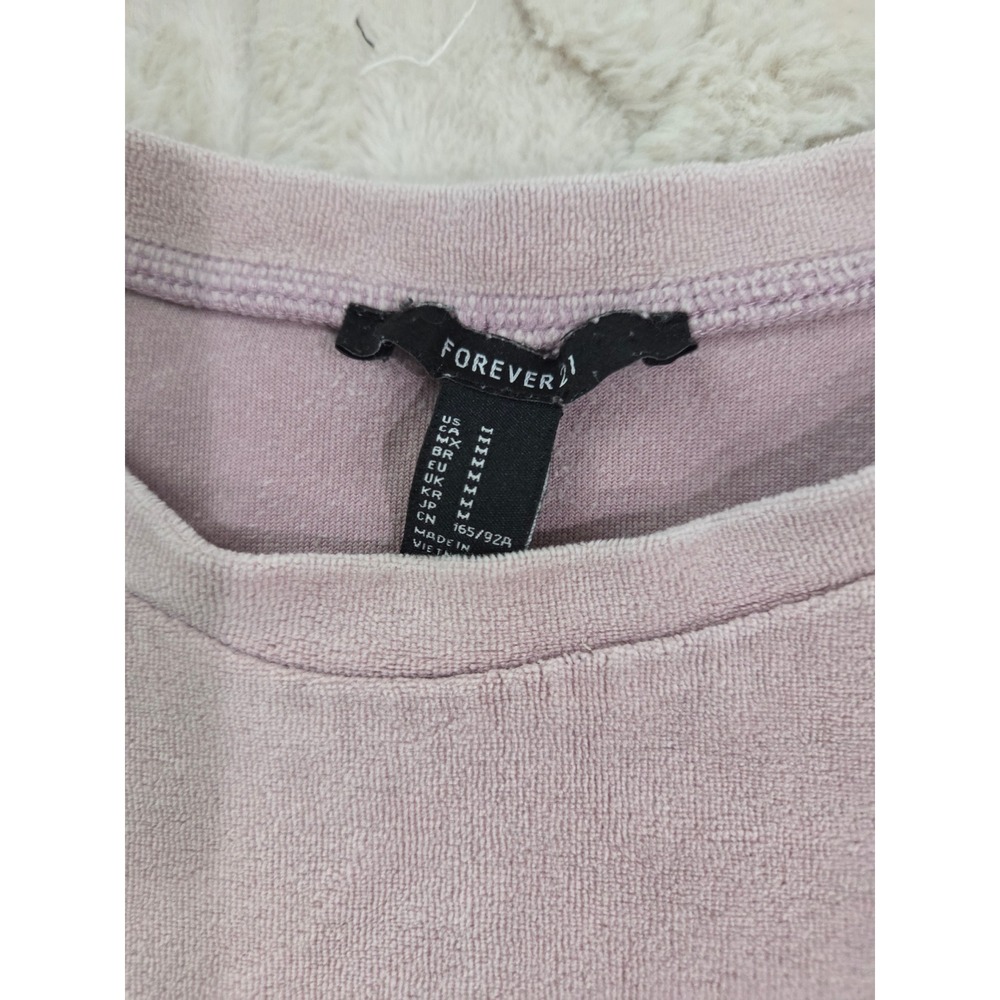 Forever 21 Womens Velour Crop Top Dusty Lavender Purple Short Sleeve Size M